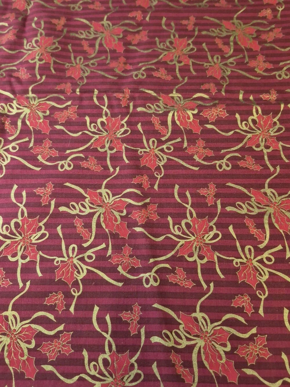 Christmas Story Fabri-Quilt Red Gold Poinsettia Fabric 48x42”